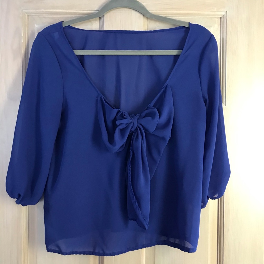 Cobalt Blue crop top with bow